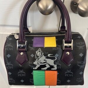 MCM Black Satchel with Multicolor Accents
